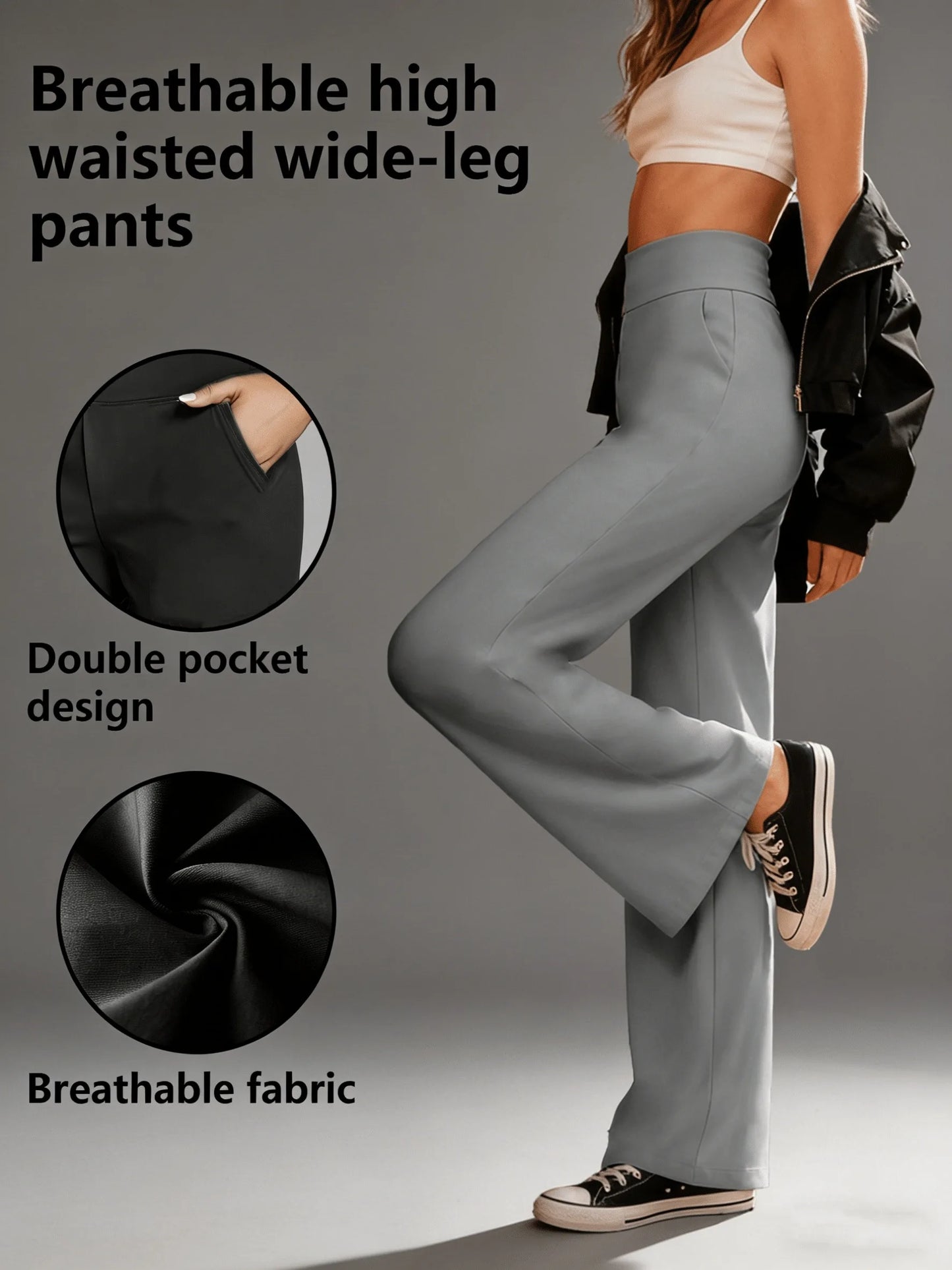 3pcs Women's Wide-leg Pants, Breathable And Comfortable, With Good Elasticity. Perfect For Casual Outings And Exercise