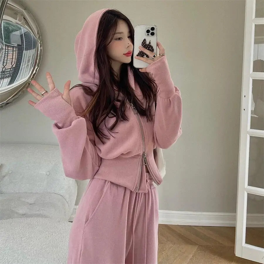 Sportswear Fashion Set for Women 2026 Spring and Autumn New Collection Hoodie Casual Pants Two Piece Set Trendy Solid Color Long