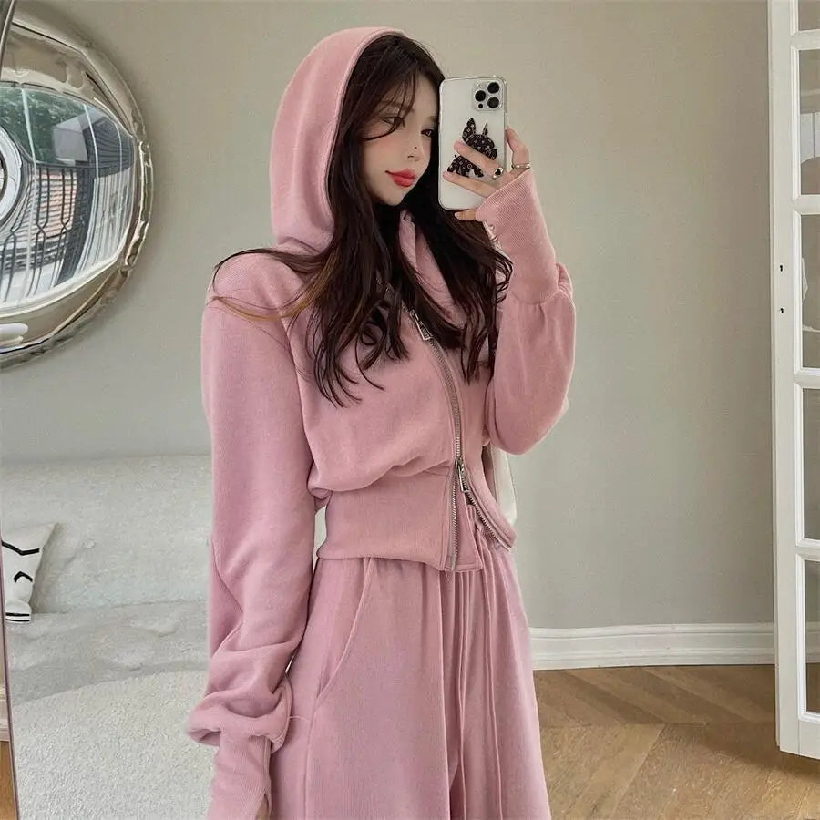 Sportswear Fashion Set for Women 2026 Spring and Autumn New Collection Hoodie Casual Pants Two Piece Set Trendy Solid Color Long