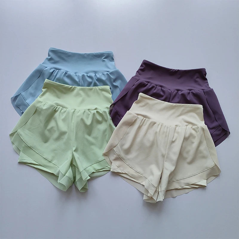 Summer Women's Sports Shorts Mesh 2 In 1 Quick-dry Yoga Shorts Breathable Fitness Shorts High Waist Fitness Running Shorts