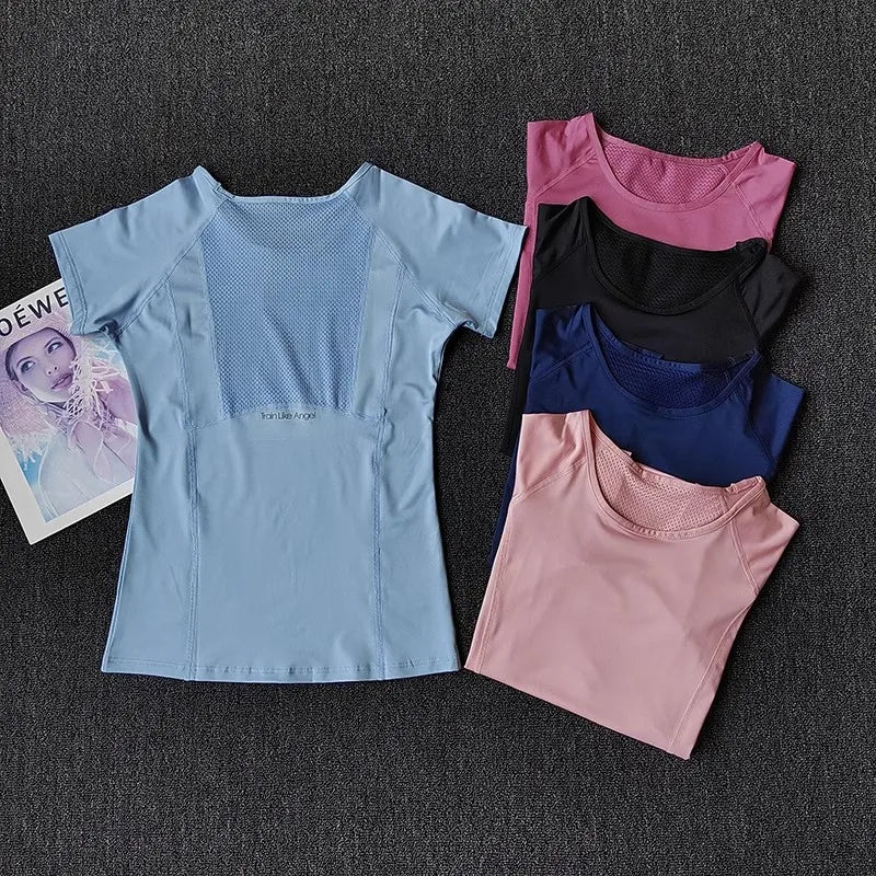 Outdoor Sports Shirt Sportswear Yoga Wear Women's Sports T-Shirt Fitness Clothes Running Yoga Top Female Workout Tops T-shirt
