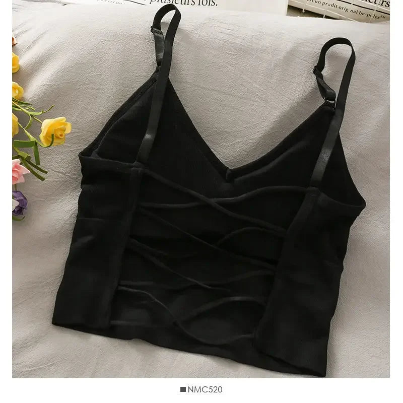 Womens Sports Tops Sexy Tank Top Women Built In Bra Solid Color Camis for Women Crop Top Off Shoulder Sleeveless Camisole