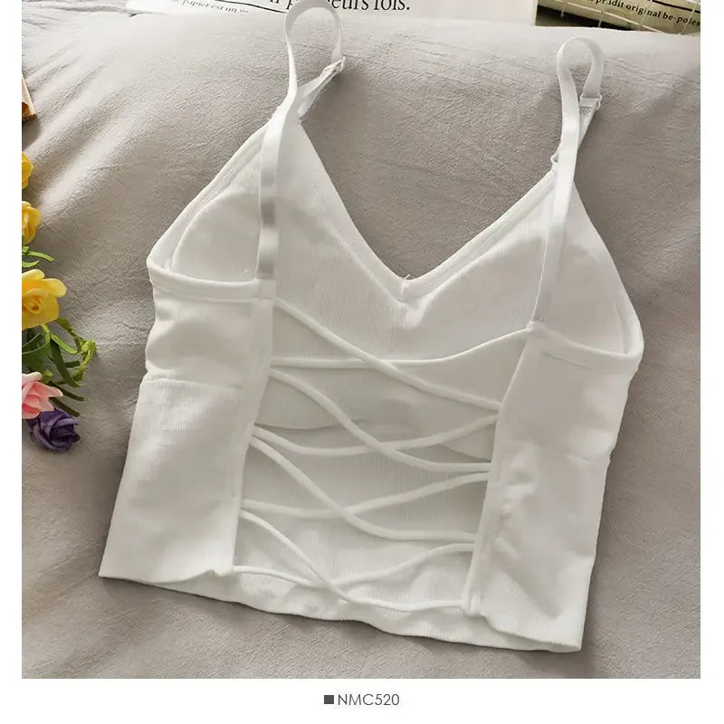 Womens Sports Tops Sexy Tank Top Women Built In Bra Solid Color Camis for Women Crop Top Off Shoulder Sleeveless Camisole