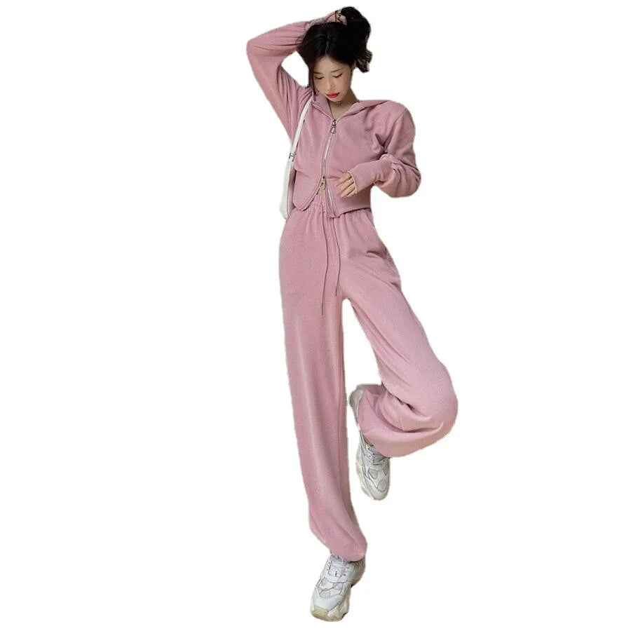 Sportswear Fashion Set for Women 2026 Spring and Autumn New Collection Hoodie Casual Pants Two Piece Set Trendy Solid Color Long