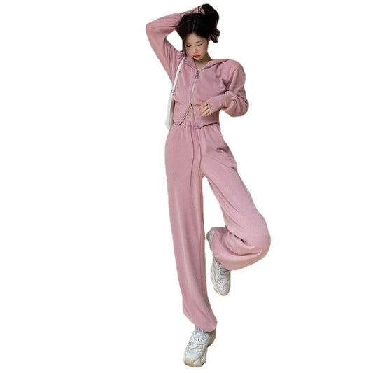 Sportswear Fashion Set for Women 2026 Spring and Autumn New Collection Hoodie Casual Pants Two Piece Set Trendy Solid Color Long